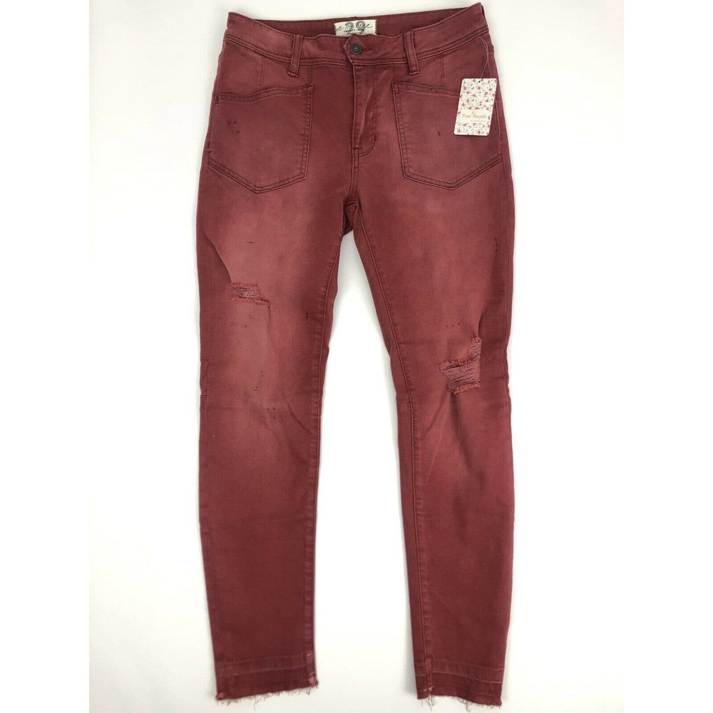 Free People Ivy Mid Rise Skinny Jeans Saddle Sz 29